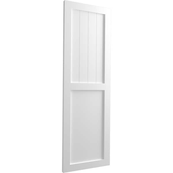 True Fit PVC Farmhouse/Flat Panel Combination Fixed Mount Shutters, Unfinished, 12W X 40H